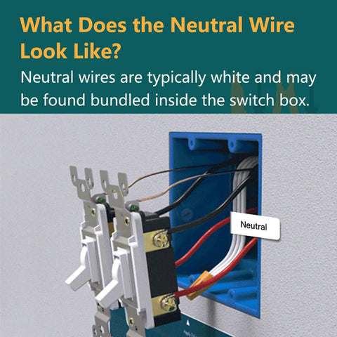 Diagram showing neutral wire in wall box for Single Pole Smart Light Switch With Neutral Wire Required 2.4GHz WiFi Works With Alexa