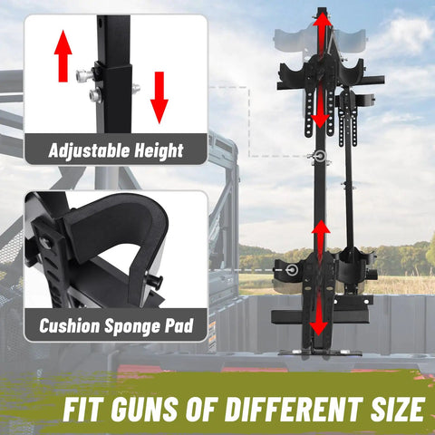 UTV Hunting Tool Holder Rack for Cargo Bed Universal Adjustable SXS Gear Mount with Cushion Sponge Pad