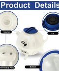 Durable Coolant Reservoir Tank With Cap keeps your ride cooling slick with detailed views of lid, interior, and connection points.