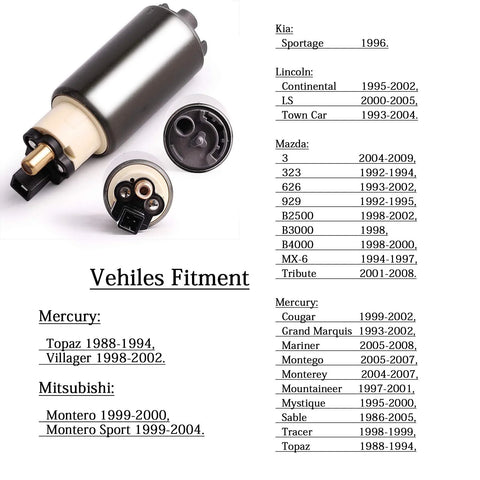 Electric Fuel Pump Replacement That Fits Ford Aspire 1994 1997 Contour 1995 2000 Crown Victoria 1993 2008 E-150 Econoline Club Wagon 1997 2002