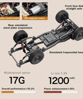 1 To 12 Scale RC Crawler Toyota LC79 4x4 Off Road Toy chassis with suspension and motor details, 2.4GHz remote compatible