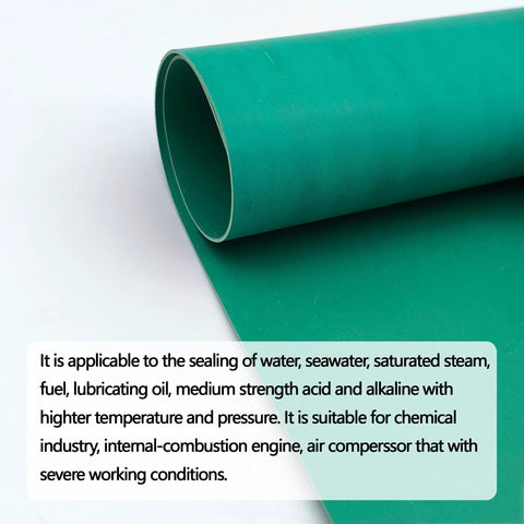 Rolled green gasket paper sheet; high-temperature chemical-grade sealing material