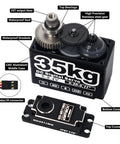 Components of Beefy 35Kg Digital Servo At 8.4V With Full Metal Gear IP67 Waterproof And 25T Servo Horn for RC crawlers, cars, and boats.