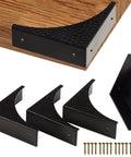 Heavy Duty Corner Guards For Furniture And Office Desks Zinc Alloy Edge Protectors Anti Rust Table Bumpers Built Tough, four black bumpers with screws.