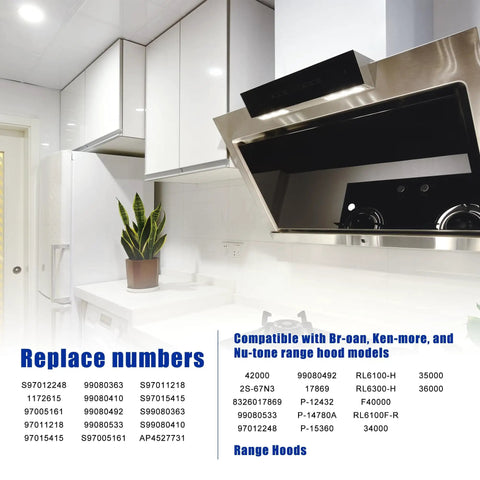 Replacement Range Hood Fan Motor Kit For NuTone LL6300 RL6100 And Similar Hoods With 99080492 Motor Bracket And Blade in kitchen