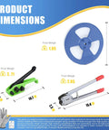 Product dimensions for Heavy Duty Polypropylene Banding Strapping Kit With Half Inch By 3200 Foot Clear Packing Strap.