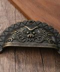 Old School Antique Bronze Lion Head Cabinet Handles Two Pack With Half Round Drawer Pulls for Wardrobes Cabinets and Cupboards