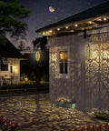 Outdoor Hanging Solar Lantern Lights No Wiring Needed, Waterproof Metal Moroccan Style Garden Decor casting patterns at night