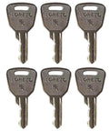 Six 4241A Ignition Keys With Loreto Logo In Silver Metal Replacement Key Set For Lifts And Elevating Platforms, Durable Cross-Hatch Head Keys, 6 Pack Included.