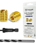 Wood Threaded Inserts Kit Brass M3-0.5 Knife Thread Inserts 10 Pack With Drill And Installation Tool packaging and components