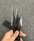 Dope Ninja Kunai Throwing Knife Set Three Piece Stainless Steel Blades With Nylon Sheath Six Point Five Inch Overall Black Red Finish