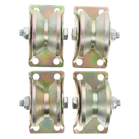 Beefed-Up Heavy Duty V Groove Sliding Gate Wheel Set 4 Pack Steel Track Casters for doors, furniture, barn track, olive green