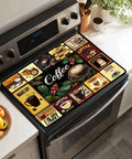 Retro Glass Stove Top Cover Protector For Coffee Bar Vibe 28.5 By 20.5 Inches Heat Resistant Silicone Shield on stovetop