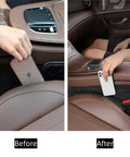 Universal Pu Leather Car Seat Gap Filler 2 Pack Console Crevice Blocker in use preventing phone from falling into seat gap.