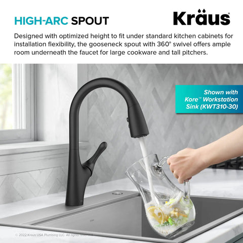 Dual Function Pull Down Kitchen Faucet With 18 Inch Reach Hose Aerated Stream For Filling Large Pots And Heavy Duty Spray