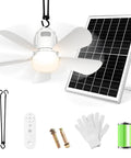 Solar Powered Ceiling Fan With 30W Solar Panel And 20000mAh Battery, Portable Outdoor Fan with remote and accessories