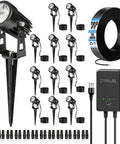 Image of All In One Low Voltage LED Landscape Lighting Kit With 12 Warm White 3000K Spotlights, 60W Transformer, 100Ft Wire.
