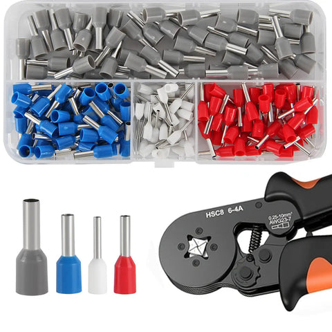 Get Your Hands On This Sweet 200 Piece Ferrule Crimping Tool Kit For All Your Wiring Needs Including AWG 23 To 7 Self Adjusting Wire Pliers And Insulated Connectors Perfect For Serious DIY Grizzlins Who Need Reliable Electrical Gear For Any Job. 200-piece ferrule kit with insulated connectors and ratchet crimping tool