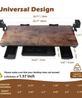 Under Desk Keyboard Tray With Storage Drawer, Heavy Duty Clamp Mount, 26.77 Inch Wide, Mahogany Finish, product dimensions