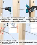 Step-by-step installation of Deck Cable Railing Kit with Right and Left Handed Swage Lag Screws for Wood Posts One Eighth Inch Stainless Steel T316 Marine Grade Rustproof DIY Baluster Rail Hardware Wrench Included.