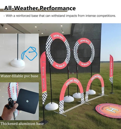 FPV Drone Racing Gate Set With Practice Track, Air Rings, Arch Obstacles, Banner Flags And Landing Pad For RC Helicopter Training