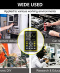 Pocket Sized Handheld Oscilloscope With 100MHz Bandwidth And 500MSaS Sampling used in various environments like car repair and electronics DIY.