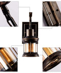 Close-up of Vintage Glass Wall Sconce 2 Pack Rustic Nordic Style Wall Lights Retro Black Painted Finish detailing