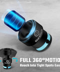 3/8 Inch Drive Impact Swivel Socket Set With 14 Shallow Wobble Sockets SAE And Metric In One Kit Heavy Duty Chrome Molybdenum Construction For Tough Jobs, 360° swivel socket