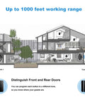 Wireless Door Chime Kit With Sensor Plug In Receiver Easy No Wiring Setup No Fuss Long Range Door Alarm System Up To 1000 Feet Instant Door Open Alerts For Home Office Or Apartment showing 1000-foot range and dual tun