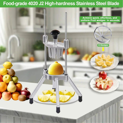 Pro Grade Citrus Slicer 8-Section With V-Shaped 420 Stainless Steel Blades Easy Wedger For Lemons And Limes displayed on kitchen counter