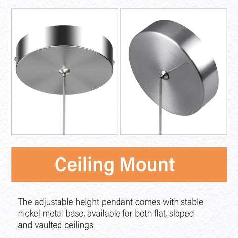 Ceiling mount of 3 Pack Modern Pendant Lights For Kitchen Island With Glittering Crystal Bubbles, 6500K Daylight Brushed Nickel Hanging Fixtures.