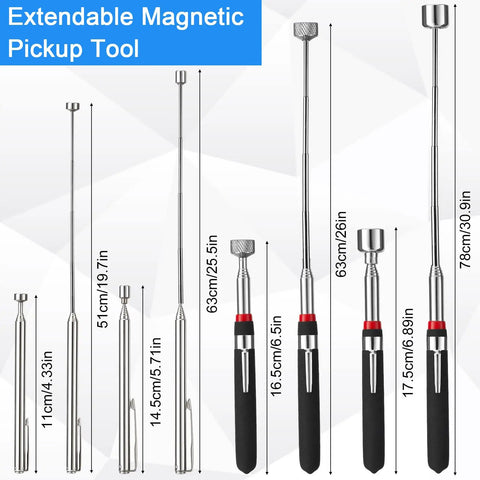 7 Piece Telescoping Magnetic Pickup Tool Set With 28 Inch Claw Grabber And Bendable Magnets, Includes 4 Finger Claw Tool And 21.6 Inch Extendable Magnetic Tools For Grabbing Lost Parts, Screws, Nails, And Tiny Gear