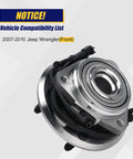 Front Wheel Bearing And Hub Assembly 513272 Direct Fit For Jeep Wrangler 2007 2008 2009 2010 Front Position With 5 Lug And ABS