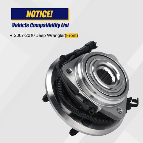 Front Wheel Bearing And Hub Assembly 513272 Direct Fit For Jeep Wrangler 2007 2008 2009 2010 Front Position With 5 Lug And ABS