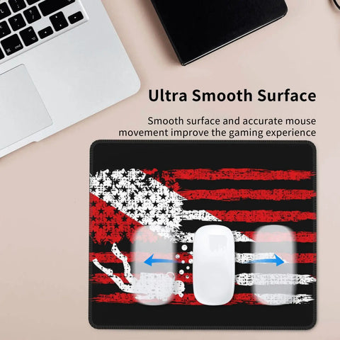 Vintage Scuba Dive Flag Mouse Pad For Laptop And Desk Setup with non slip rubber base and ultra smooth surface for home office use.