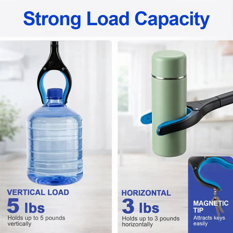 2 Pack 32 Inch Grabber Reacher Tool for Seniors Foldable Pickup Grabber With Magnet and Wide Claw, Heavy Duty Upper Body Helper, Great for Post Surgery Recovery and Safe Trash and Item Pickup