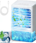 4 In 1 Portable Air Conditioner Unit With Humidifier And LED Night Light Evaporative Cool Mist featuring fan lights and ice imagery