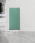 Solid As A Rock Drywall Access Panel 15 By 23 Inches Magnetic Push Latch installed on a wall in a modern interior.