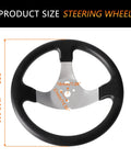 Universal 300mm Steering Wheel for Go Karts, ATVs, UTVs with adjustable shaft and rack system, black and silver metal materials.
