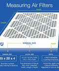 Diagram of 20x20x4 Pleated Air Filter MERV 12 Plus Carbon 2 Pack Actual Size 19.5 x 19.5 x 3.63 with measurement details