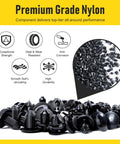 260 Piece Car Bumper Retainer Clips Kit With Plastic Rivets And Push Fasteners, 12 Popular Sizes, close-up of nylon material