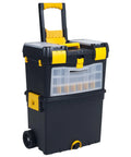 Rolling Tool Chest On Wheels With Drawers And Stackable Compartments For On The Go Jobs, Heavy Duty Mobile Utility Cart With Comfort Grip Handle