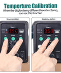 2 In 1 Rework Station For SMD Soldering And Hot Air Rework, Dual Digital Display Soldering Iron And Hot Air Gun With Precise PID Temperature Control showing calibration process