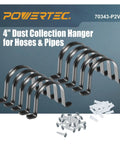 Image of 4 inch dust collection hose hangers kit 10 pack wall mount clips with screws for 4 inch pipes and hoses installation.
