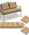 3 Piece Outdoor Wicker Chair Cushions Set for Patio Loveseat and Chaise 47x19x4 Inch Waterproof Cushions with 2 Khaki Chair Cushions