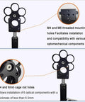 Pro-Grade 1 Inch Coaxial Filter Wheel With Cage Type Mount, 5/6-Position Rotary Holder, M4/M6 Mount, black design close-up.