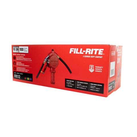 Manual Fuel Transfer Rotary Hand Pump With Reversible Flow No Power Needed, Grab-and-Go Portable Tool For Fueling Or Draining Vehicle Tanks, red FR112 box