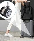 Heavy Duty Office Chair Caster Wheels 2.5 Inch Polyurethane Swivel Rollers Locking Glide shown on rolling luggage.