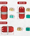 Auto Air Conditioning Splice Connector Kit For Five Eighths, Three Eighths, And One Half Inch Aluminum Lines, multiple sizes shown.