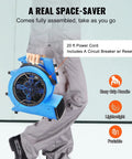 Person holding Beefed Up 1/2 HP Air Mover Carpet Dryer Portable Floor Blower with 4 angles, 3 speeds, 2600 CFM for janitorial use